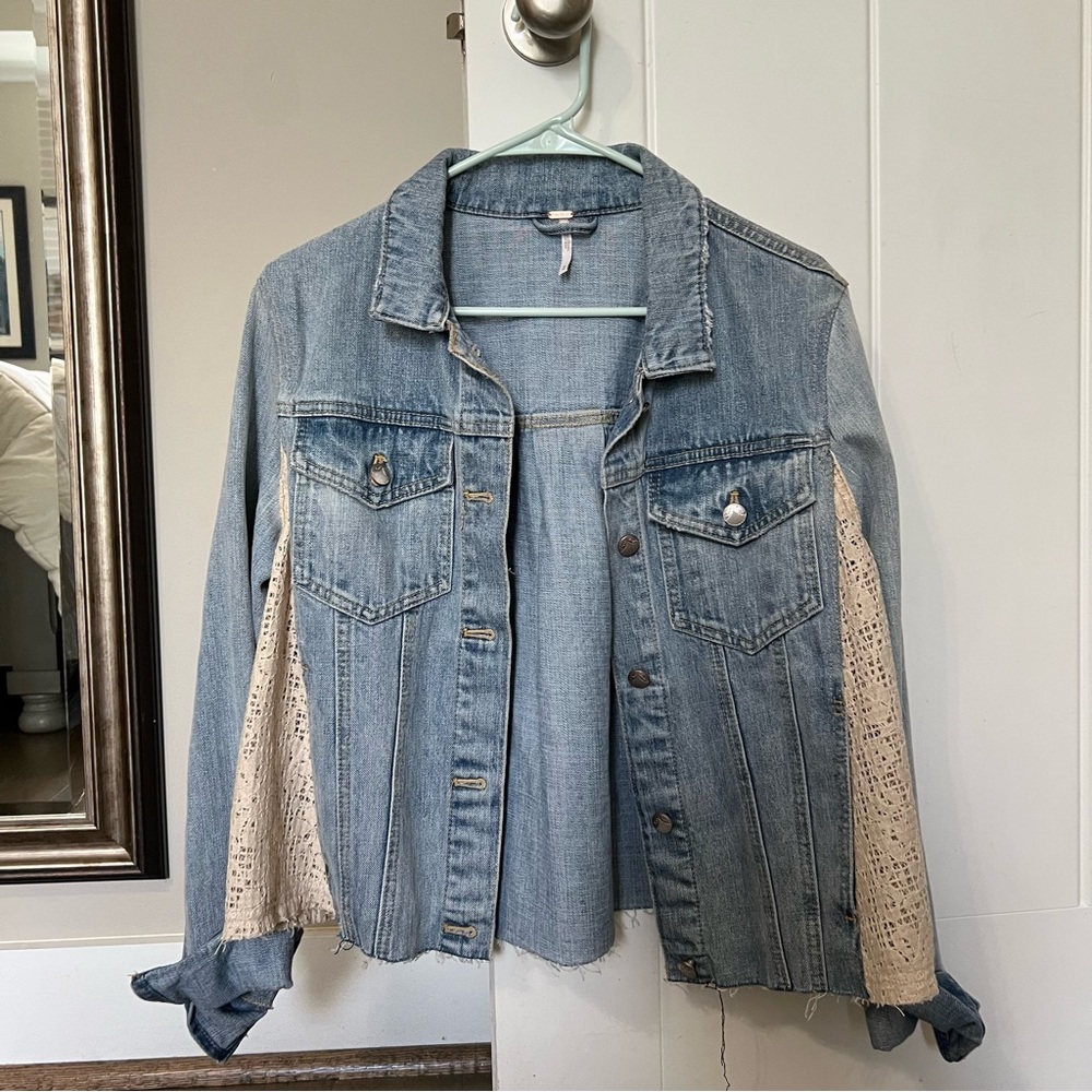 Free People Denim and Lace Jacket